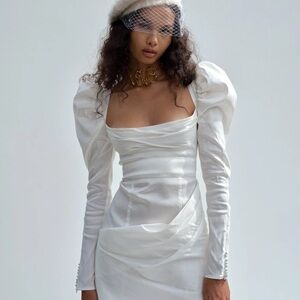 For Love And Lemons White Long Sleeve Dress